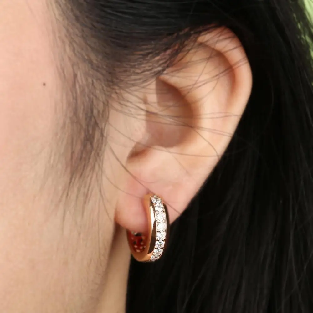 Модные брендовые серьги Huggie из розового золота для женщин кольца с кристаллами и