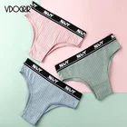Трусы женские VDOGRIR, бесшовные хлопковые с буквенным принтом, с низкой талией, с Т-образной спинкой, 100%