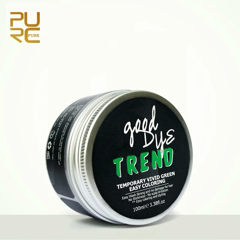 

PURC Disposable Hair Color Wax Dye One-time Molding Paste Sliver Grandma Green Hair Dye Wax Mud Cream 100ML