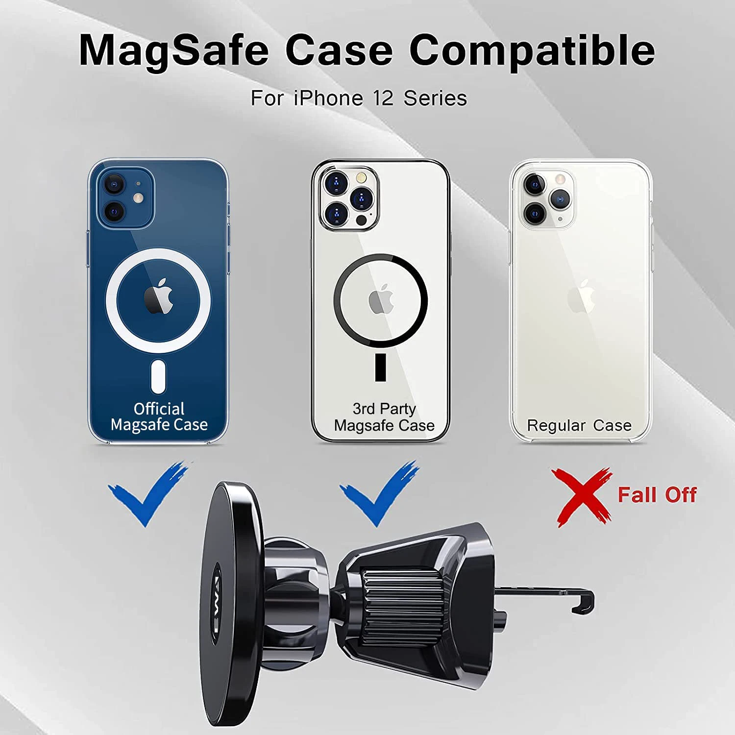 EWA-soporte magn&eacute;tico para coche Compatible con iPhone 12/13/ Pro/12 Max/12 Mini/Magsafe, funda de tel&eacute;fono con im&aacute;n fuerte para ventilaci&oacute;n de aire-1