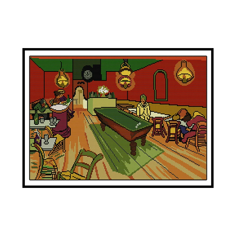 

Картина ночной кофе, Счетный крест, 14CT, 11CT, напечатанная на холсте, для рукоделия