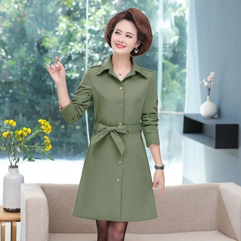 

New 2021 Autumn Women's Windbreaker Casual Vintage Pockets Outerwear Oversize Wild Long Trench Lady Tops