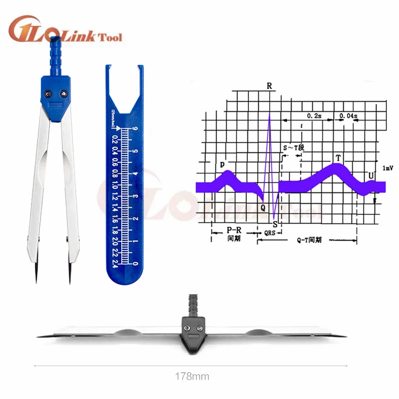 Новинка линейка для ЭКГ из ПВХ медицинская Гониометр медицинский