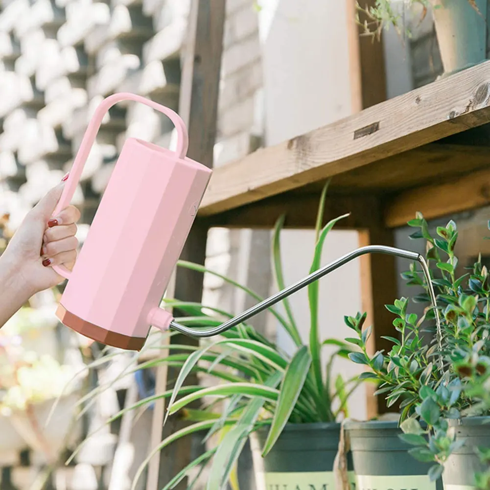 

Plant Watering Can Plastic White Flowers Water Kettle Long Spout Water Kettle Pot 1200ML for Succulents Flowers Outdoor Garden