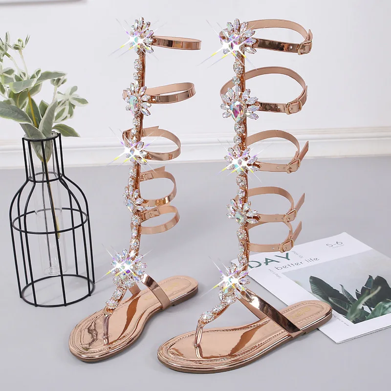 

Low Sandals Woman Leather Large Size Suit Female Beige Shoes Lady 2021 Summer Heels Low-heeled Comfort Fashion Big Black Rhinest