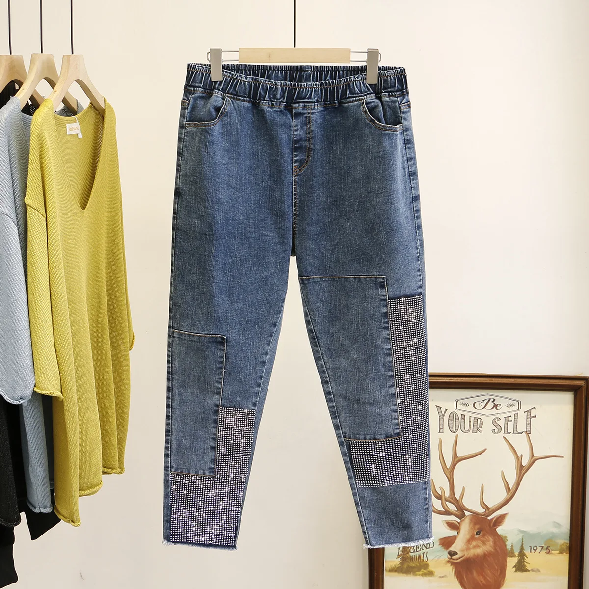 Женские весенние джинсы женские шаровары Стрейчевые джинсовые брюки с