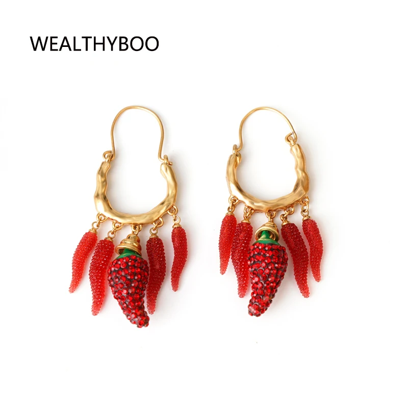 Женские серьги-подвески с изображением перца | Украшения и аксессуары