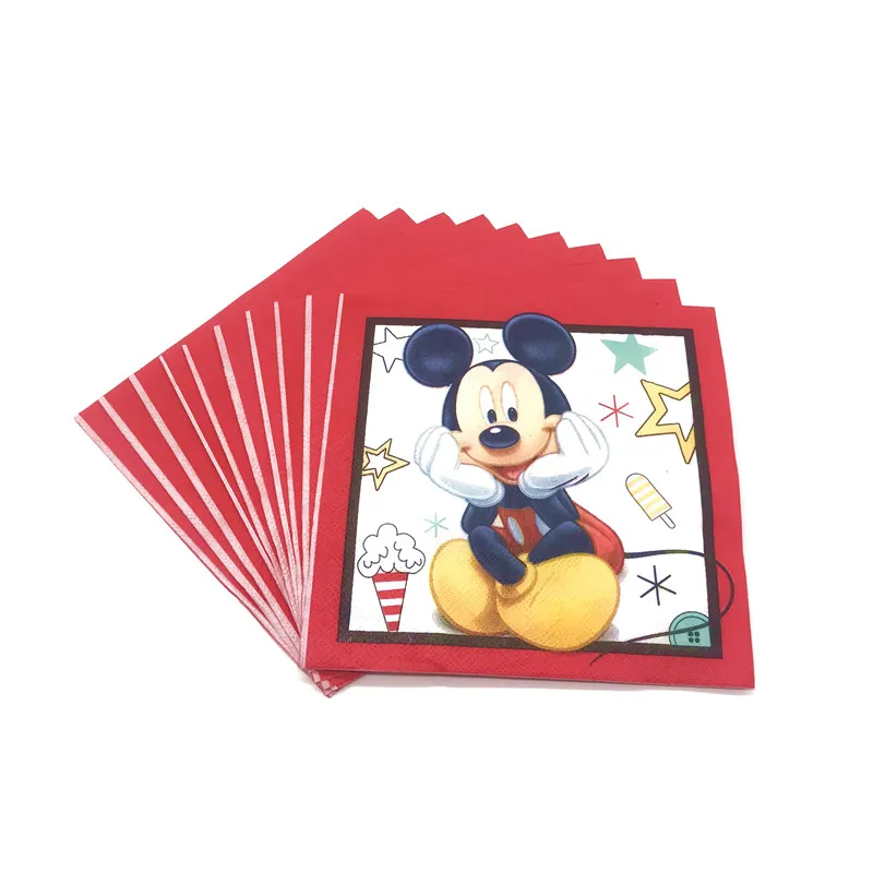 

50/80 Pcs Red Mickey Mouse Theme Cartoon Kids Birthday Party Paper Plates Cups Napkins Gift bags Baby Shower Decoration Supplies