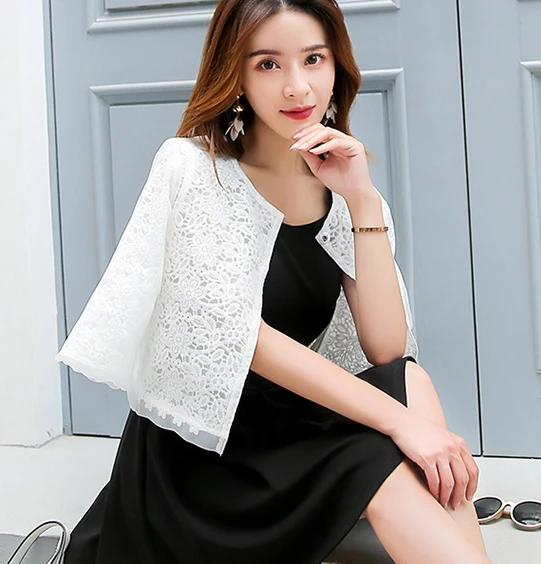 Женская Солнцезащитная накидка из органзы короткое Кружевное пальто с рукавом