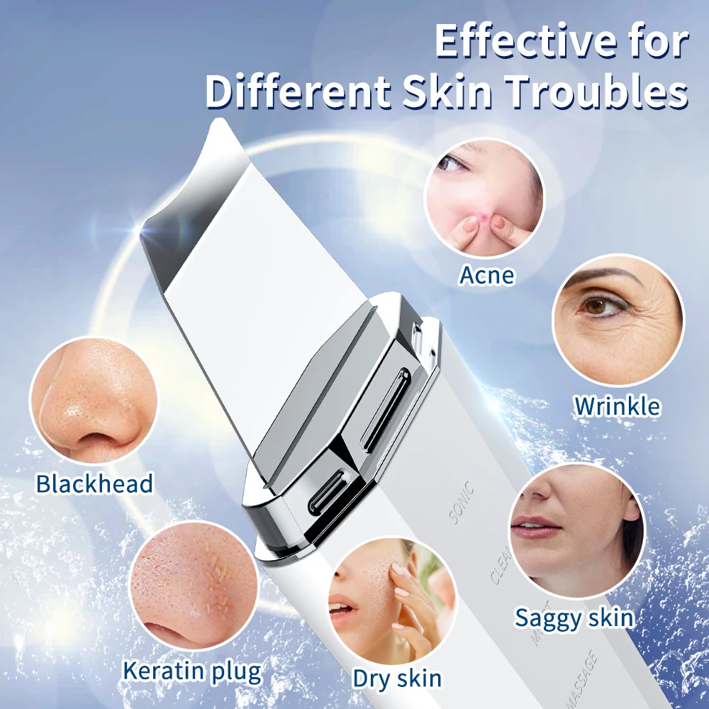 Goede Anlan Ultrasone Huid Scrubber Ion Diepe Gezicht Reiniging Acne Comedondrukker 45 ℃ Warmte Facial Massage Peeling Schop Lift Machine