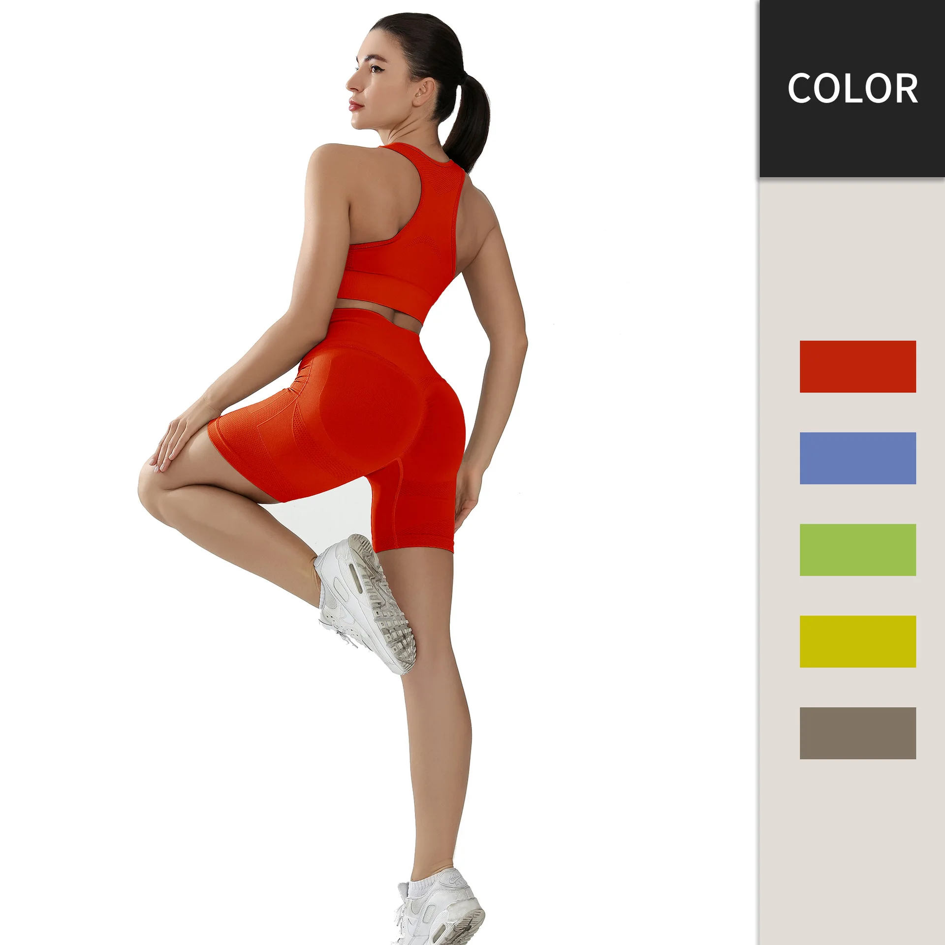 

Seamless Workout Gym Sets Two Piec Legging Set Woman Training Wear Track Suit Fitness Clothing Sport Type Sleeve Length(cm) Fit