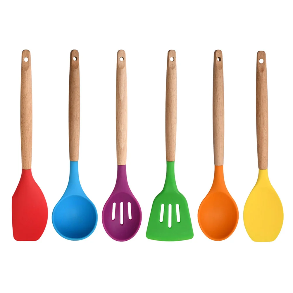 

6Pcs Kitchen Cookware Kit Multi-functional Cooking Tools Spoon Spatula Kit (Colorful)
