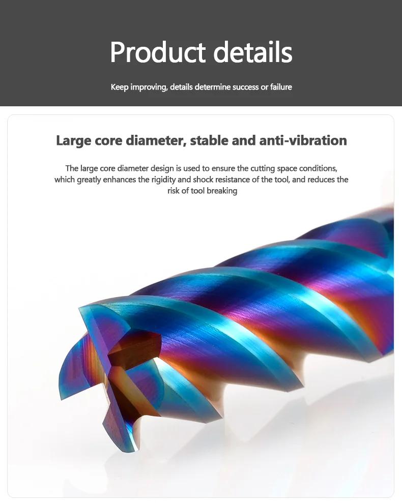 QIYE твердосплавная фреза HRC65 ° нано-покрытая Вольфрамовая сталь с 4 канавками 1 ~ 20