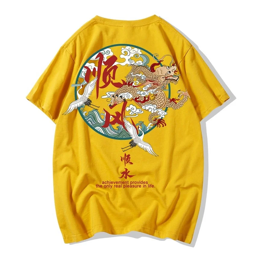 Китайская мода Мужская футболка искусственный чистый хлопок рукав до локтя