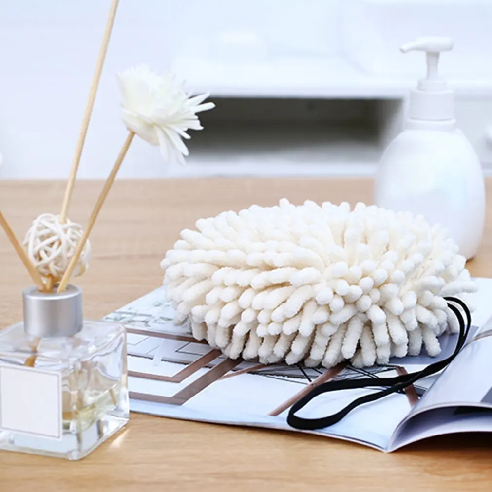 

1pcs Soft Plush Chenille Hand Towel Bathroom Hanging Towel Lint-Free Cleaning Cloth Cleaner Kitchen Absorbent Dishcloth For Hand