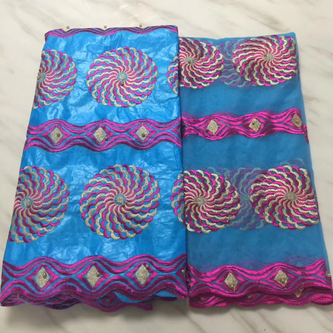 2018 африканская кружевная ткань Зеленая бабочка африканский гипюр с блестками