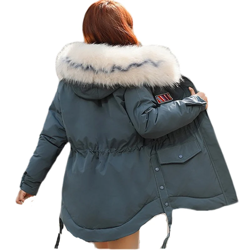 Новинка пуховая парка с большим воротником приталенная средней длины куртка и