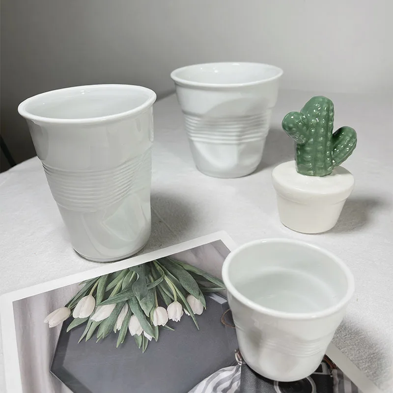 Креативная помятая чашка для воды 300 мл с чашкой высококачественная керамическая