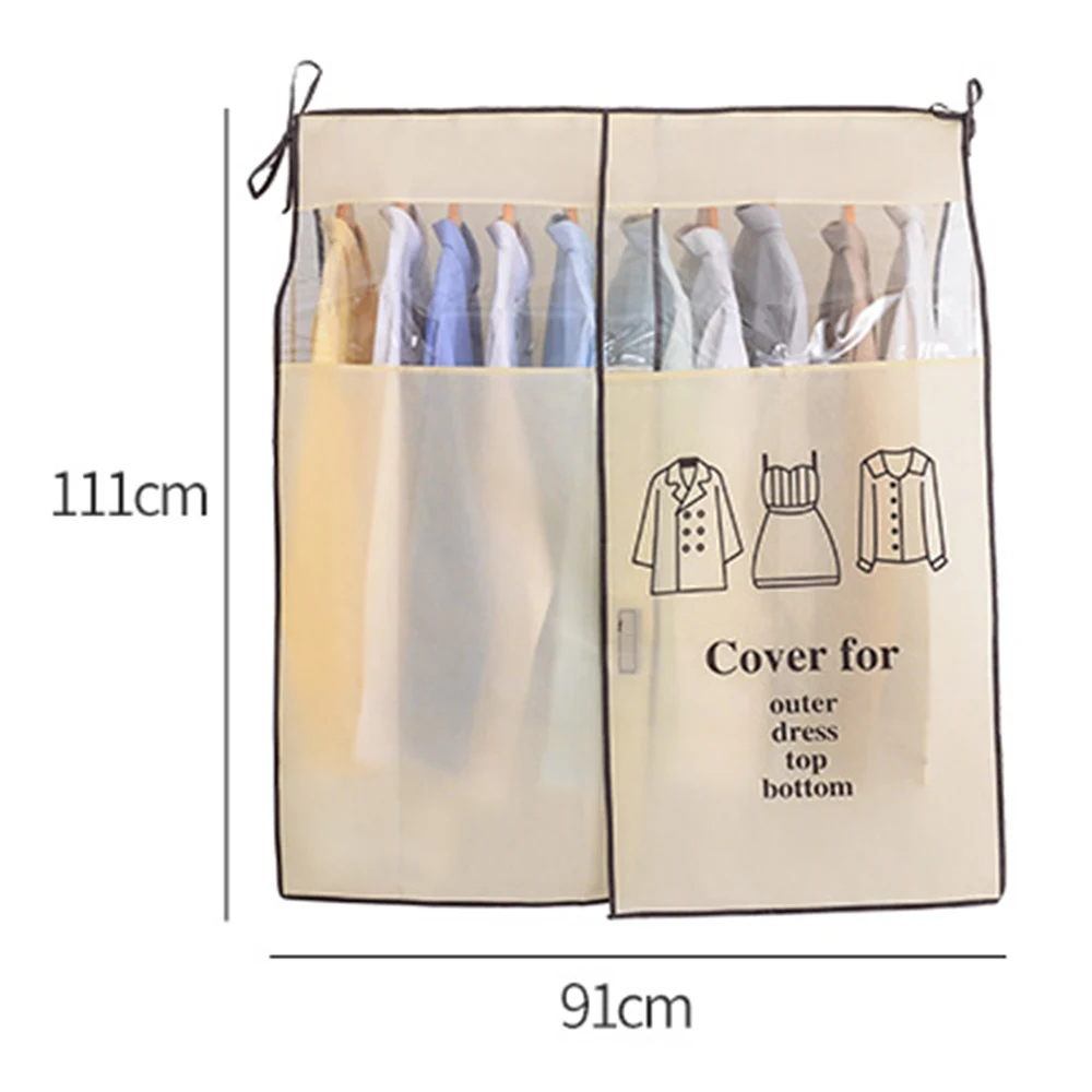 

Clothes Hanging Dust Cover Dustproof Garment Rack Cover Home Dress Suit Coat Storage Non-Woven Clothing Hanging Garment Bag