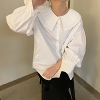 alien kitty korean style elegant white shirt femme 2021 new spring chic women blouses long sleeve lapel loose doll tops blusas
