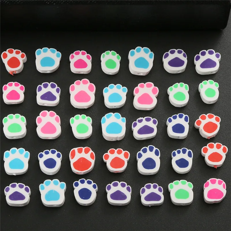 50 шт./лот разноцветные Круглые плоские бусины из полимерной глины с узором губ