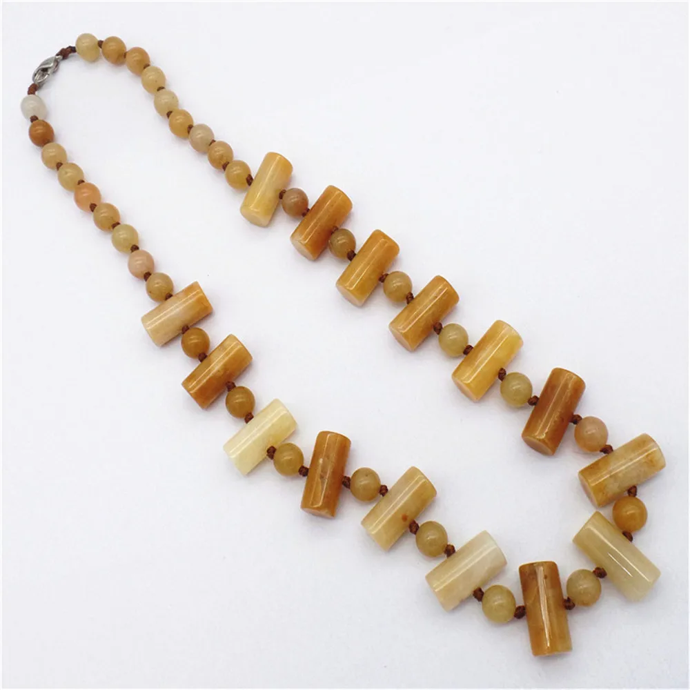 

1 Strand 20x10mm Wholesale Natural Yellow Aventurine Cylindrical Pendant Necklace Jewelry Ornaments 16.5inch S229