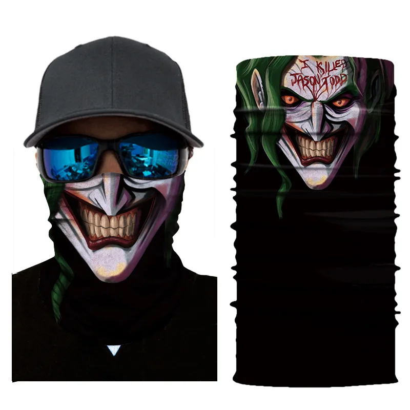 

NISIVEY 3D Printing Seamless Magic Head Scarf Grimace Skull Joker Neck Mask Bandanas Halloween Head Scarf Bicycle Cycling Mask