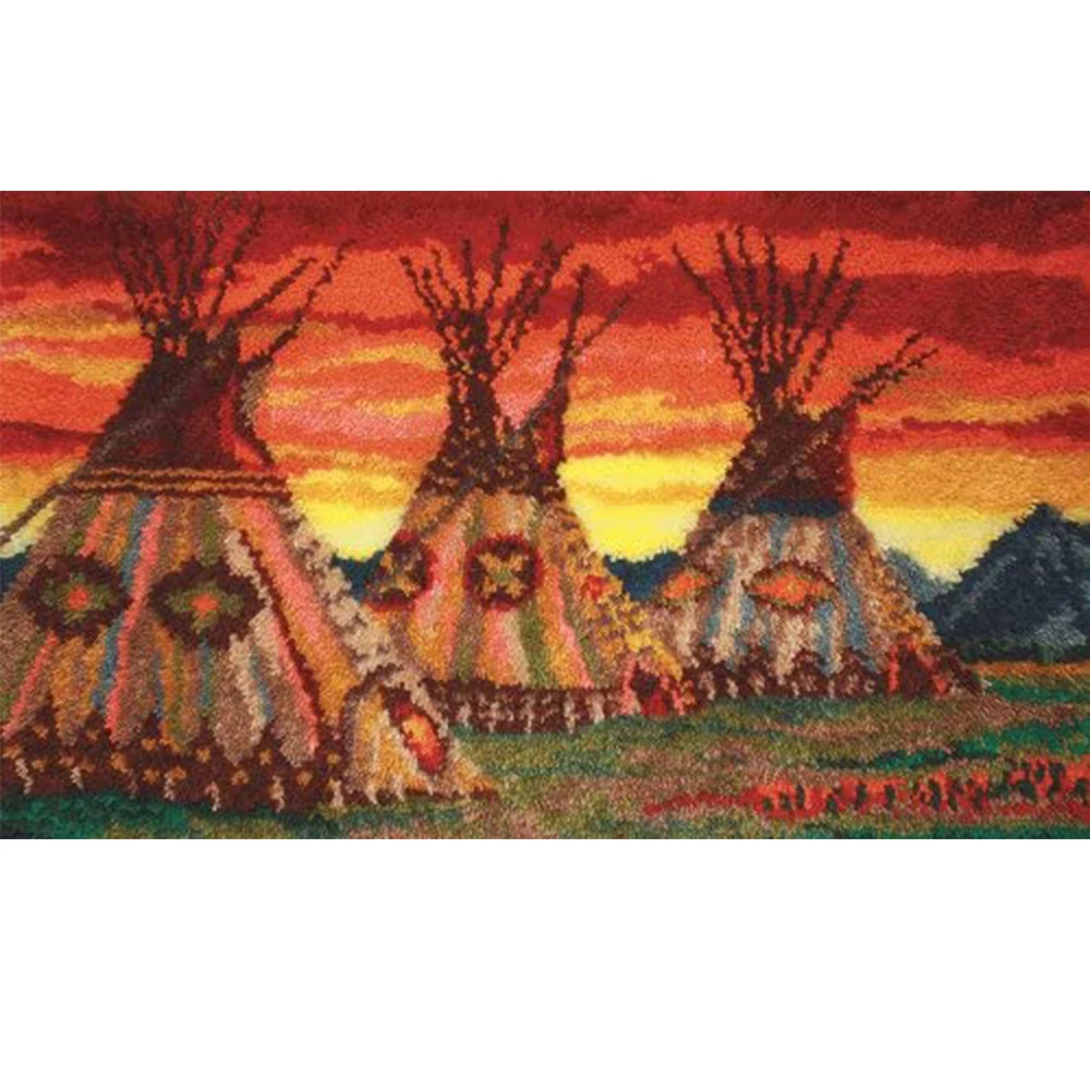 Kits de gancho de pestillo de tapicer&iacute;a con lienzo impreso, Kit de alfombrilla bordada, manualidades para adultos, decoraci&oacute;n de Hobby, decoraci&oacute;n del hogar hecha a mano-0