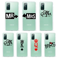 mr mrs couple diy phone cases transparent cover for samsung s10 s20 s21 plus ultra a21s a51 a71 coque