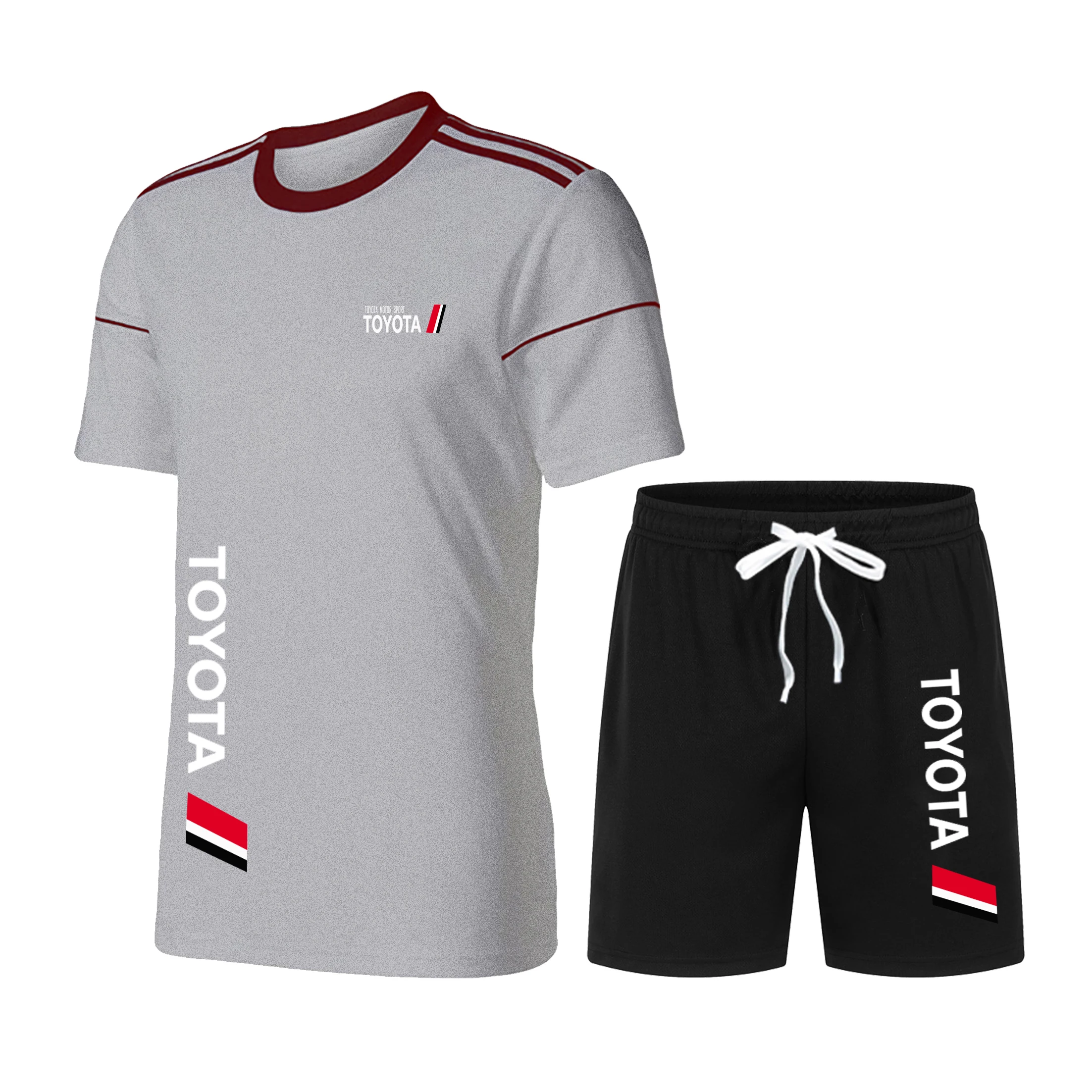 

2021 new sportswear casual Fitness summer letter printing suit men's jogging fitness clothes men's T-shirt + thin pants