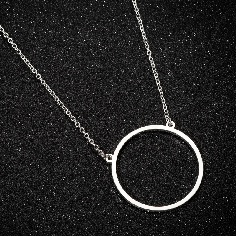 

SMJEL Ladies Concise Vintage Jewelry Geometric Circle Star Heart Pendants Necklaces Chians Stainless Steel Necklace Women