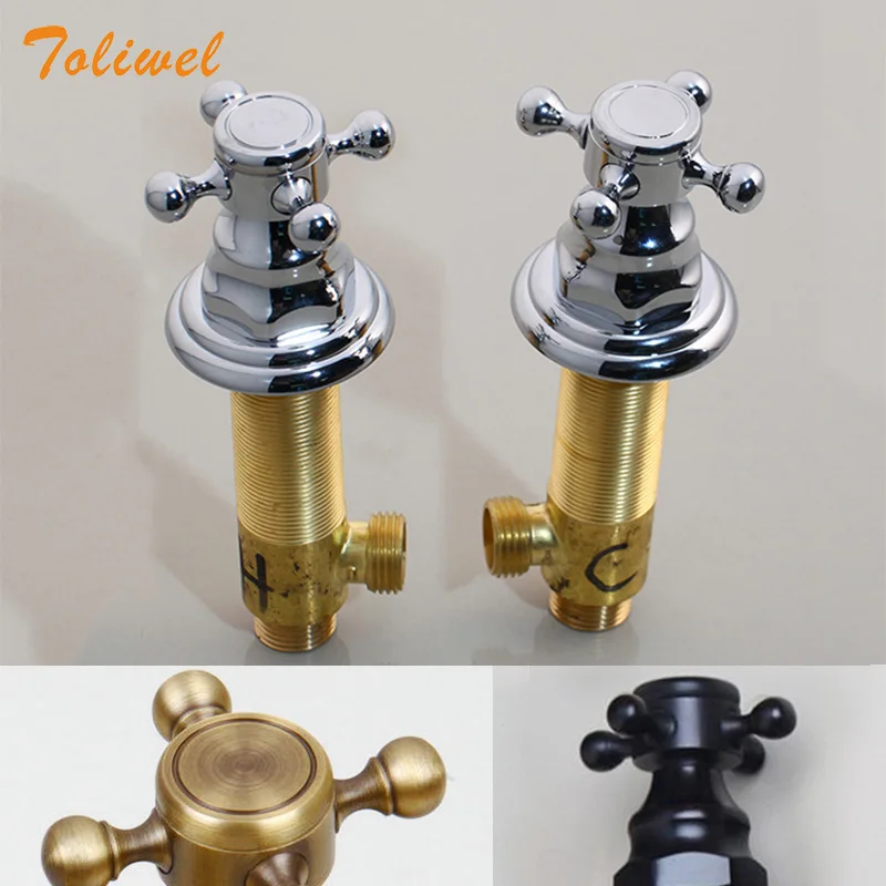 

Antique Brass BasinTap Handle Durable Unique Design Kitchen Hot & Cold Mixer Handle Shower Faucet Hand Black / Chrome