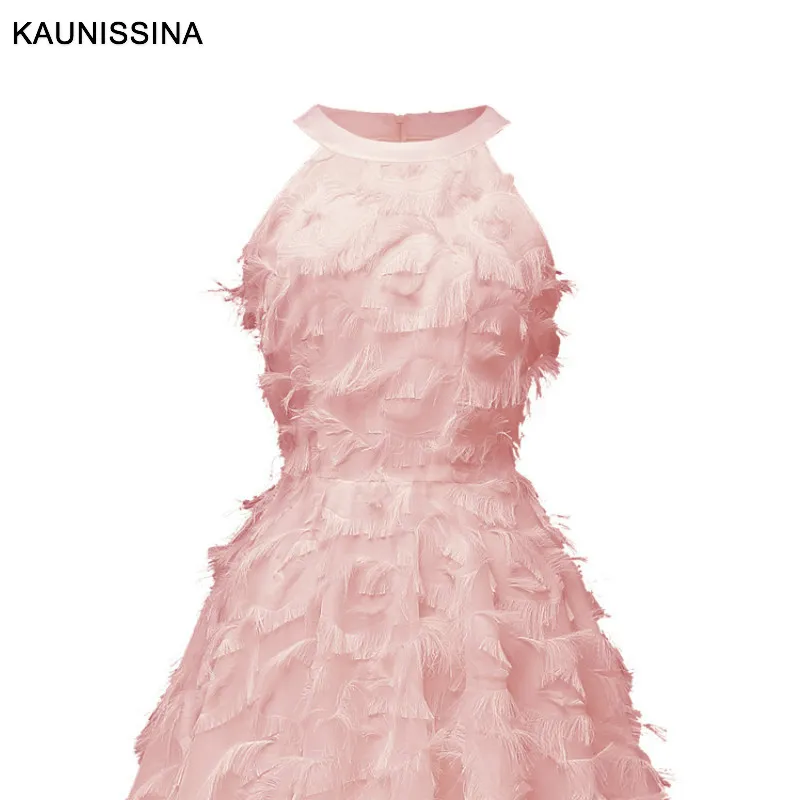 Коктейльное платье KAUNISSINA элегантное вечернее короткое розовое или красное без