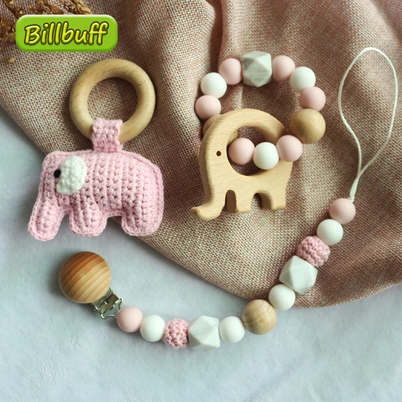 Детский деревянный Прорезыватель сделай сам в виде слона пустышка буковое