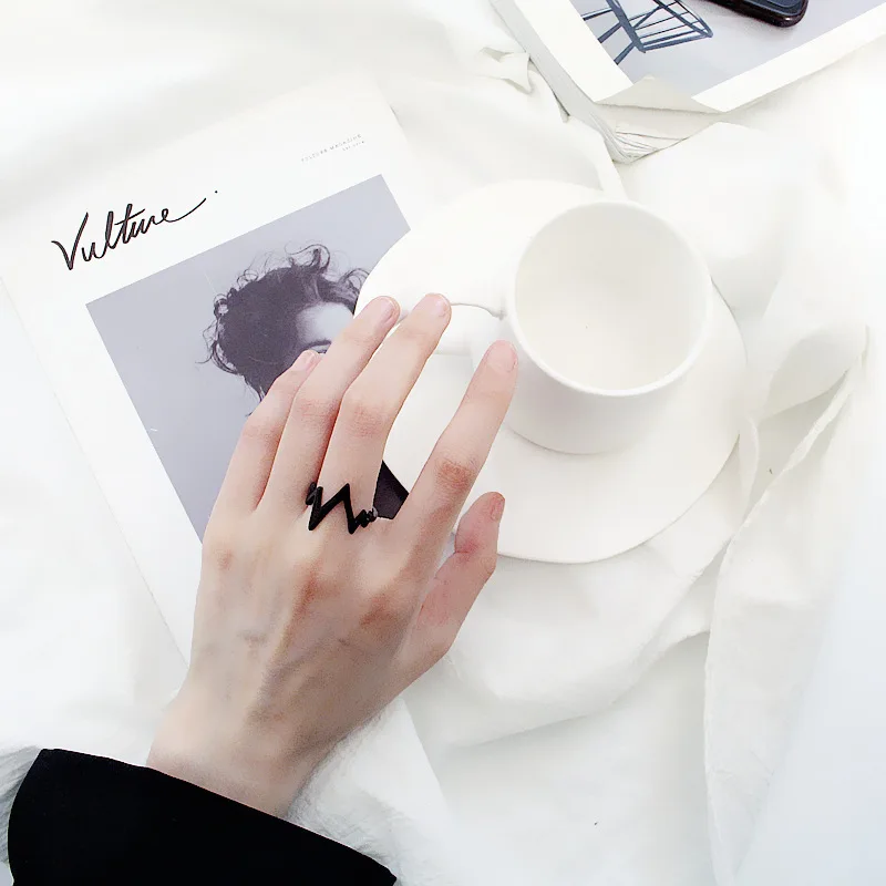 

2021 Trend Ring Harajuku American Street Simplicity Style Black Stainless Steel Matching Couple Ring Jewelry Gift Unisex gothic