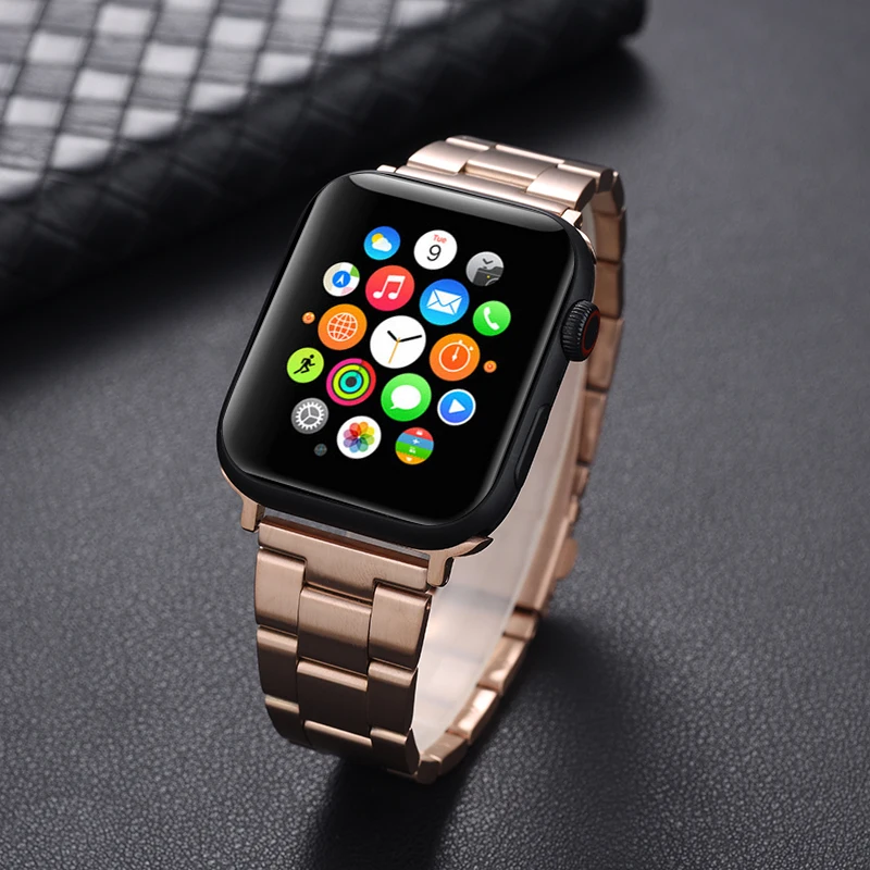

For Apple Watch Band 6 5 4 3 2 1 SE 316L Stainless Steel Band Easy Hand Adjust Length Metal Strap for iWatch 44mm 40mm 42mm 38mm