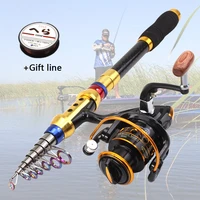 1 8m 3 6m portable telescopic fishing rod and reels bag set carbon spinning carp pole travel fishing fish tackle gift line