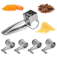 4pcs multifunctional stainless steel cheese grater with container hand held rotary shredder cutter slicer hand crank kichen tool