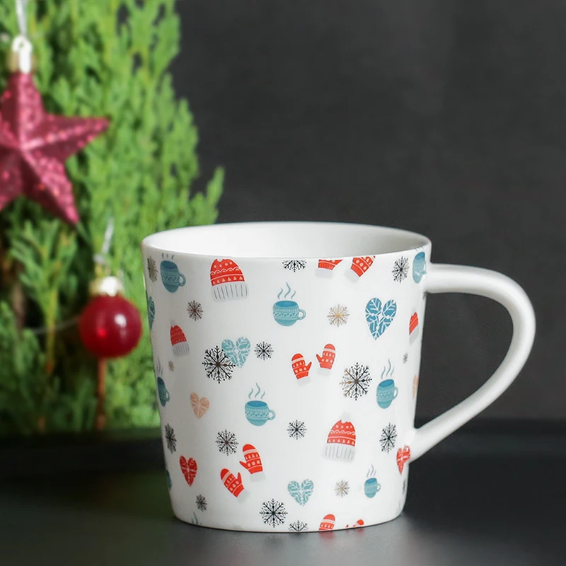 

American Thick Large Capacity Mug Golden Christmas Snowman Ceramic Breakfast Milk Coffee Tea Water Cup Creative Drinkware