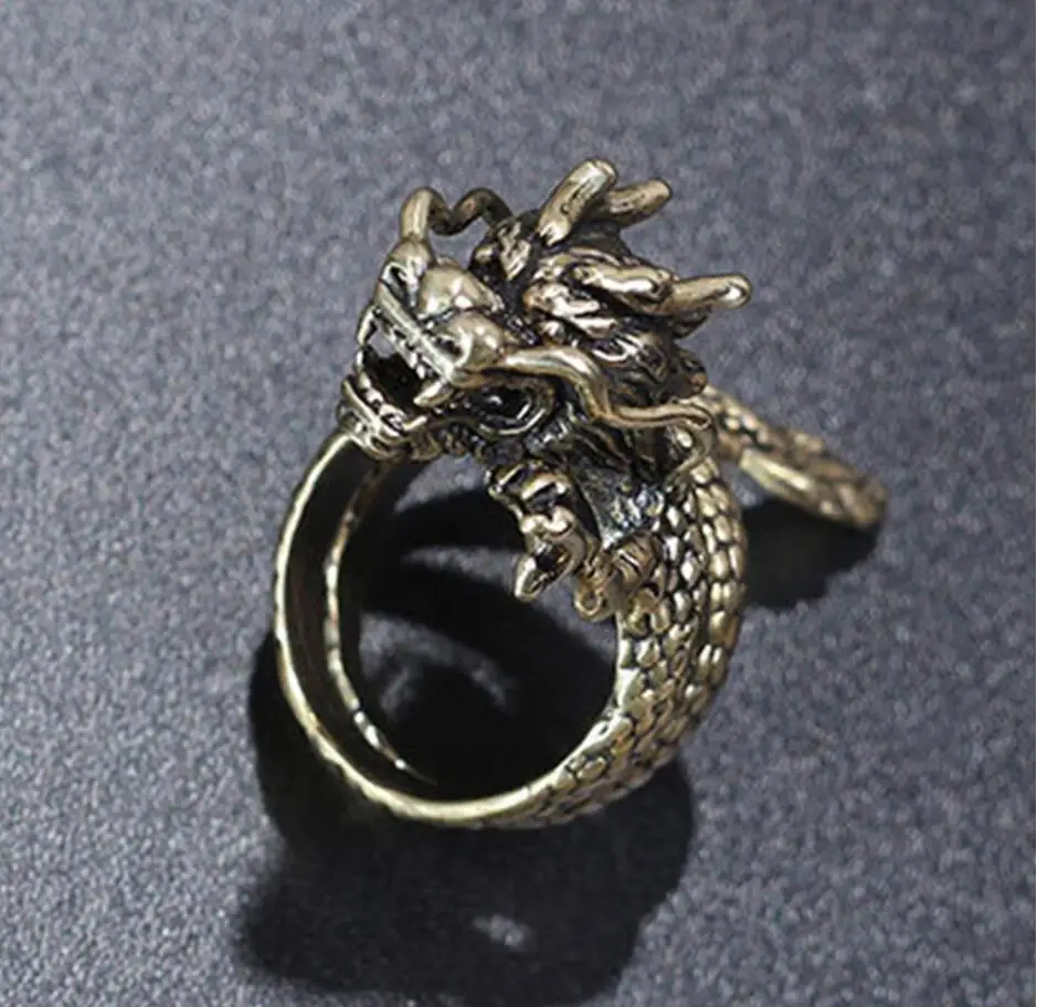 

Gothic Punk Ring Men Retro Dragon Rings Charm Rings Hip Hop Male Female Jewelry Animal Ring Fashion Lucky Big Rings Nail
