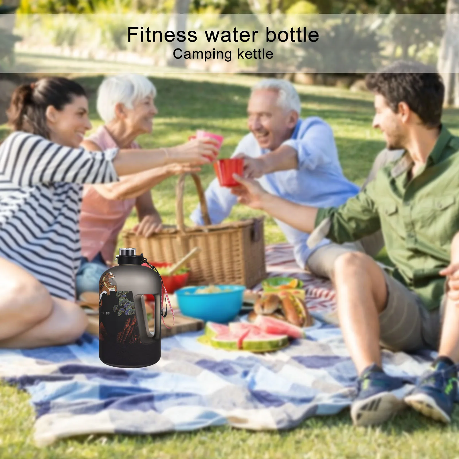 

1 Gallon Water Jug with Time Marker Leaf-Proof Water Bottle Color Gradient Large Capacity Camping Fitness
