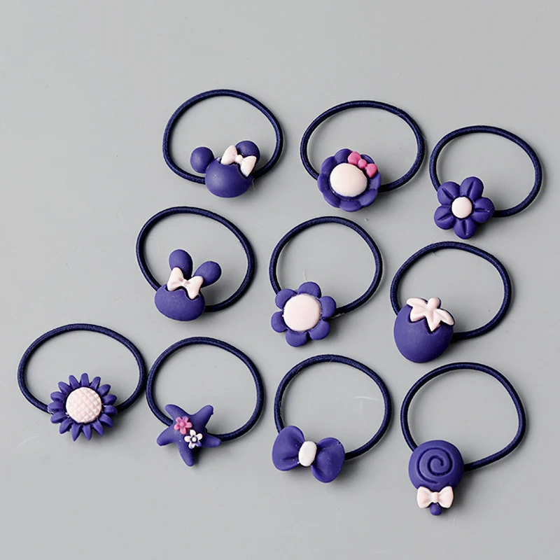 10pcs-3 10/20 корень детский головной убор кольцо для волос Корейская версия украшение для волос с героями мультфильмов девушка резинка милые аксессуары для волос - Цвет: 10pcs-3