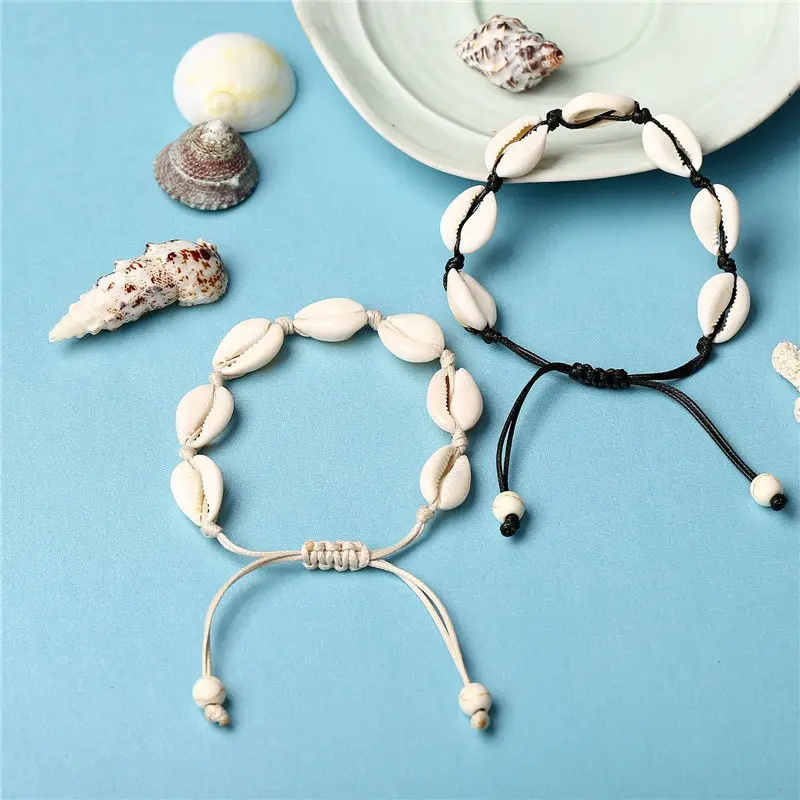 

Handmade Seashell Adjustable Shell Bracelets for Women Fashion Casual Bracelets Sea Shells Vintage Woven Bracelet Beach Jewelry
