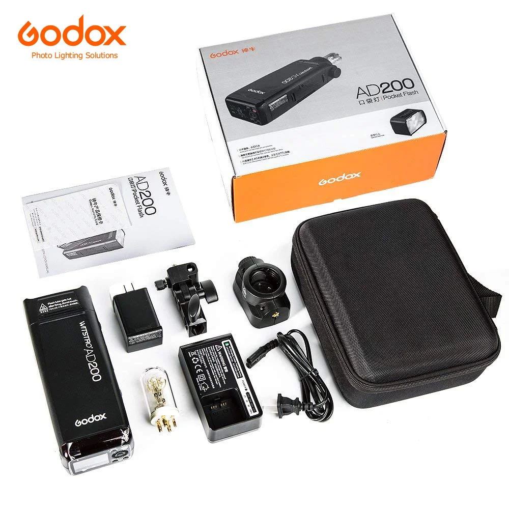 GODOX AD200 TTL 2 4G Вспышка для фотокамер Speedlite HSS 1/8000 сек карманная вспышка светильник с