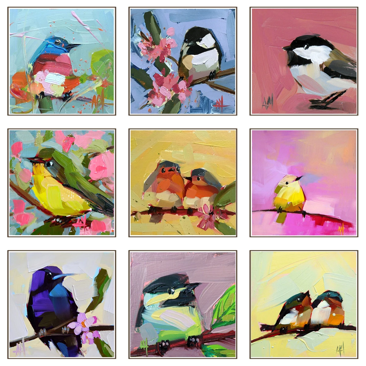 Животные различные цвета постер с птицами печать на холсте живопись настенное