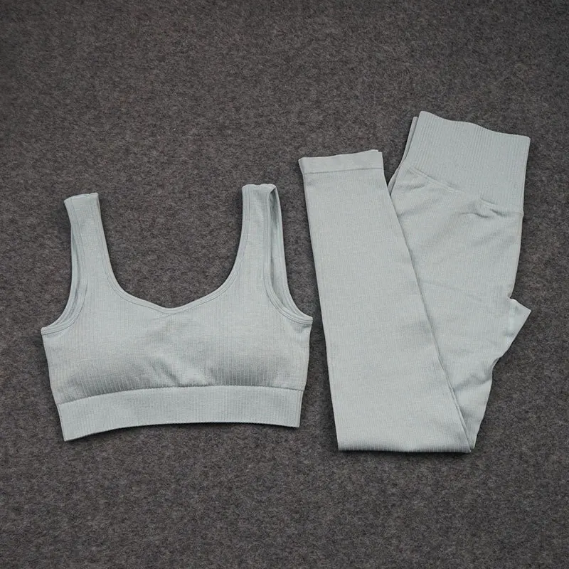

WOHUADI 2021 Sportswear For Women Clothing Tracksuit Seamless Yoga Set Fitness Sports Bra High Waist Leggings Gym Sets