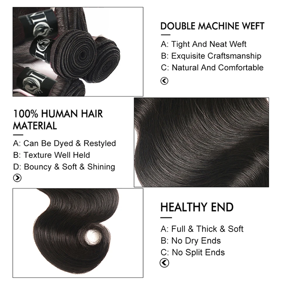 Бразильские объемные волнистые пучки волос плетение 3 пучка человеческих волосы