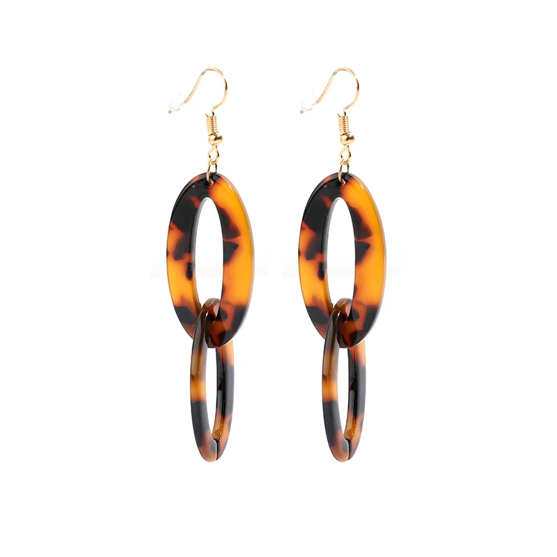 Новые винтажные леопардовые двухслойные акриловые висячие серьги женские