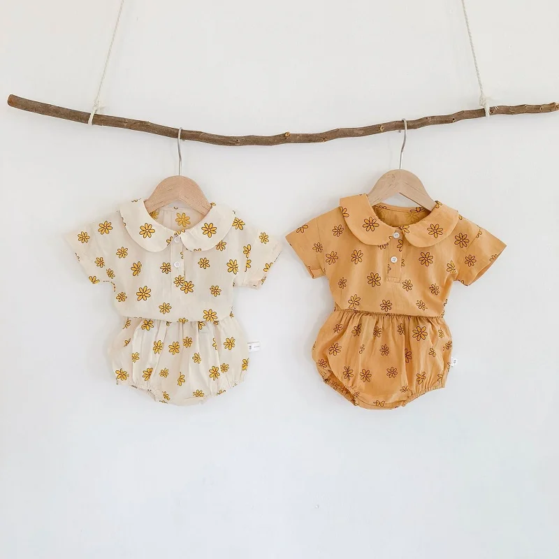 

Hot Sell New Fashion Newborn Baby Outfits Girl Flower Short Sleeve Tops Shorts Cotton Suit Summer Lovely Infant Toddler Clothes