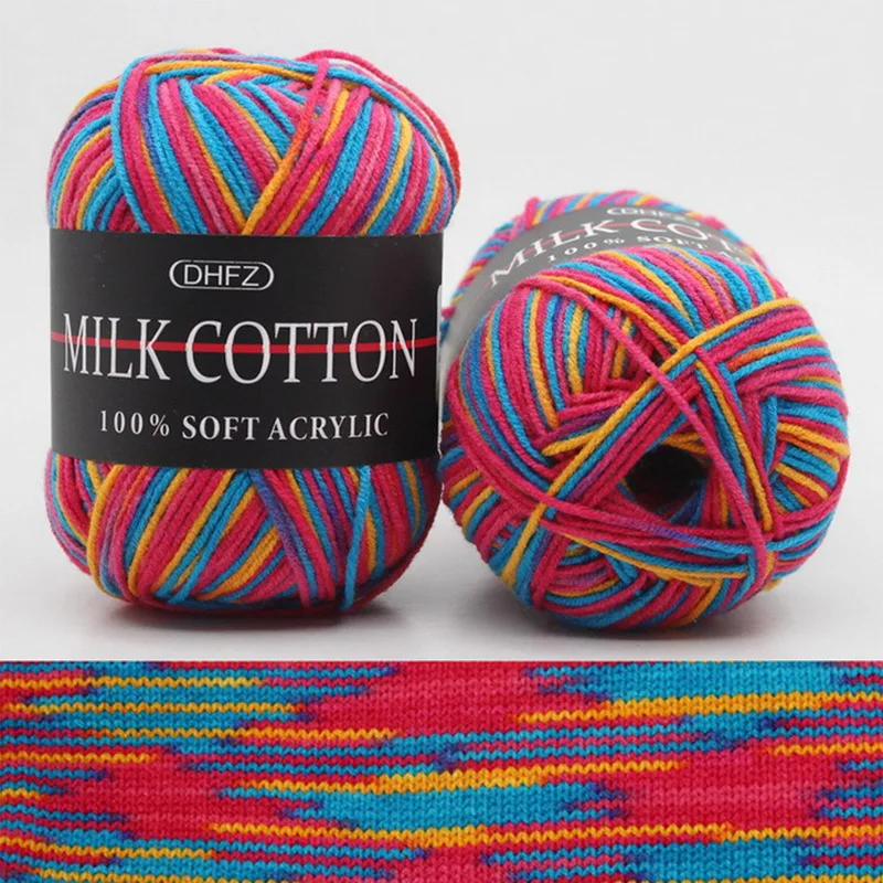 Мягкая молочная детская теплая шерстяная пряжа двойная вязка хлопок вязание